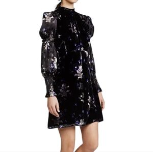 Rebecca Taylor Velvet Floral Violet Burnout  Dress